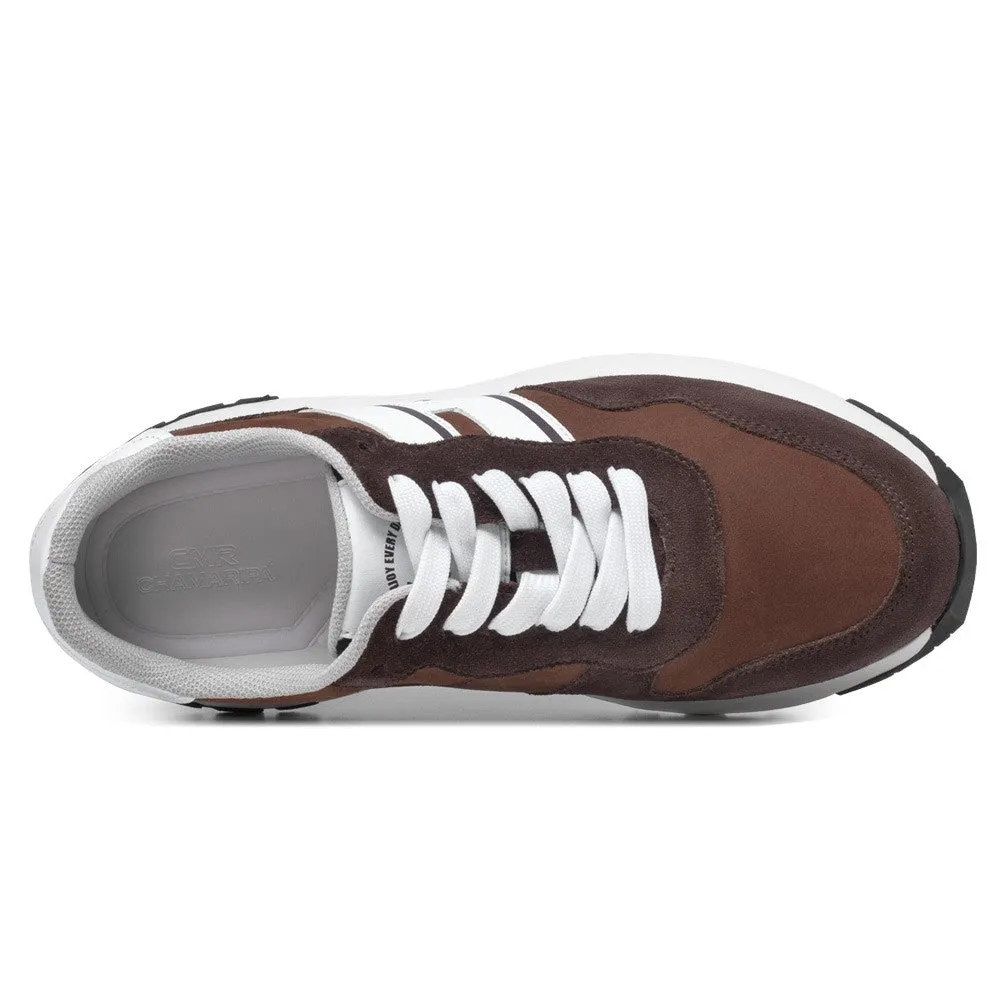 8 CM/3.15 Inches CMR CHAMARIPA Women's Tallest Elevator Sneakers in Coffee Suede
