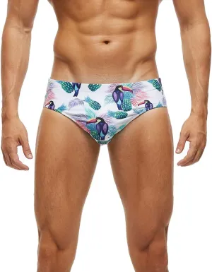Arcweg Men's Swimming Trunks Briefs Low Waist with Removable Pad Swimwear Elastic Beach Shorts Boxers Underwear