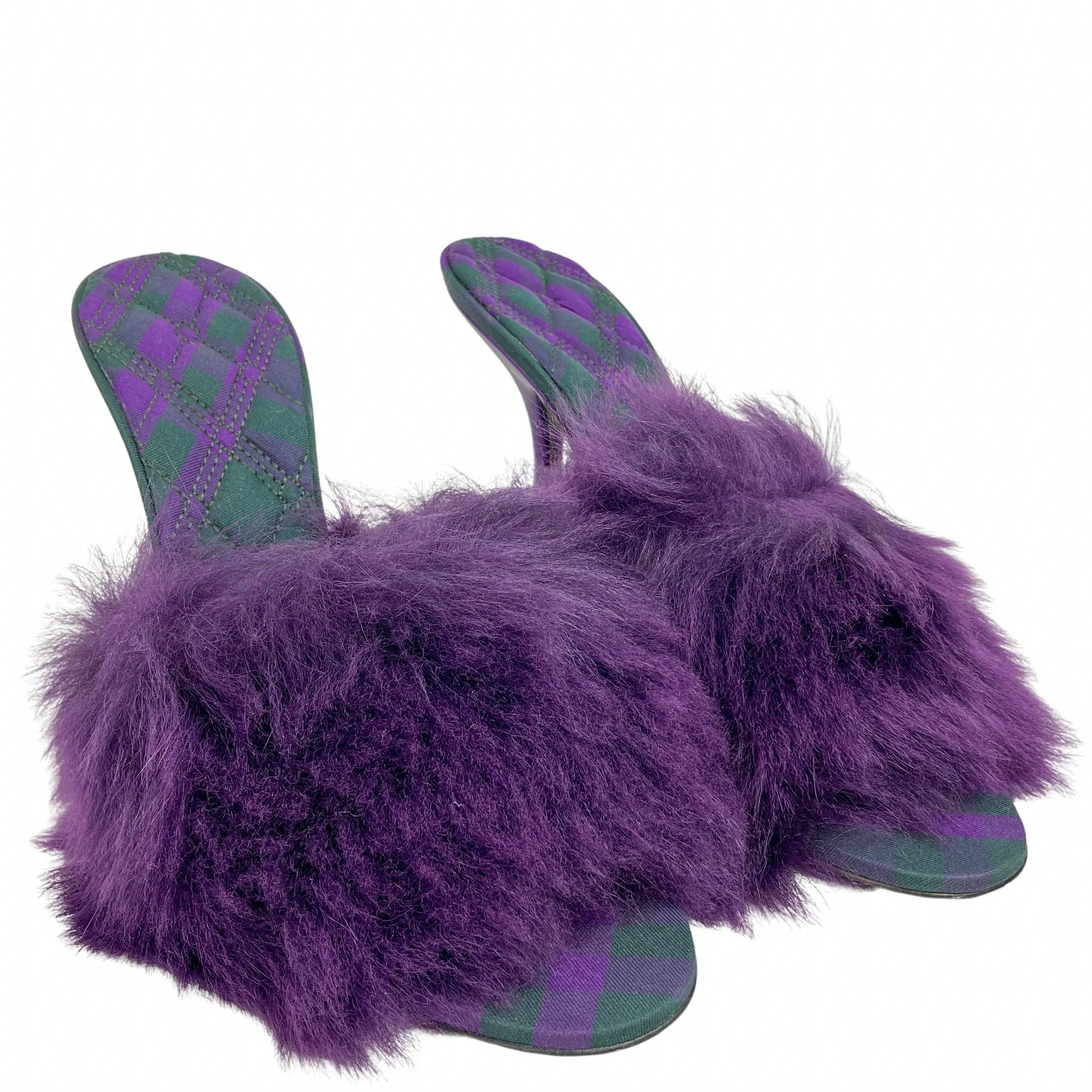 Burberry Minnie Fur Heels in Purple