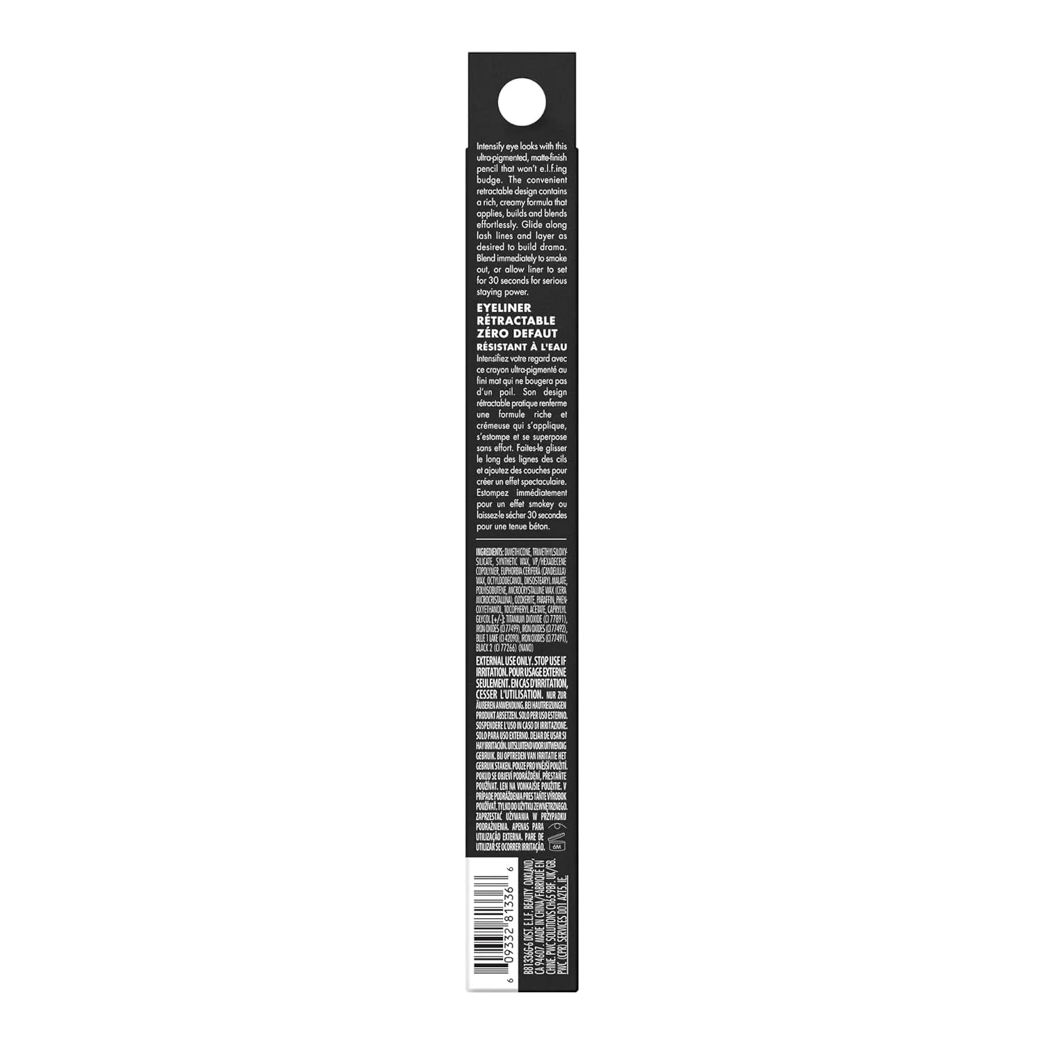 e.l.f. No Budge Retractable Eyeliner, Creamy, Ultra-Pigmented & Waterproof, Creates Bold & Defined Lines, Vegan & Cruelty-Free, Grey