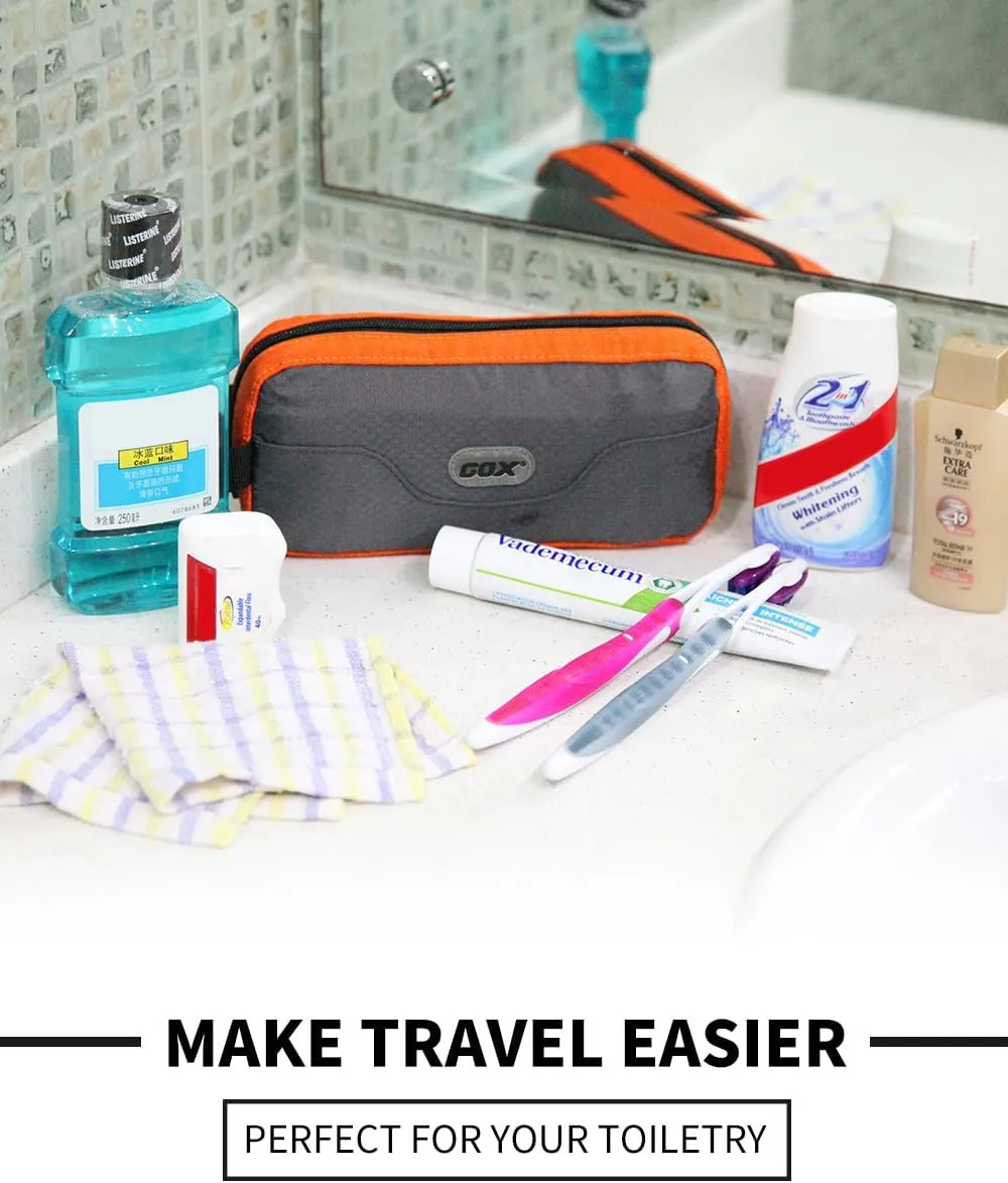 GOX Travel Toiletry Bag Dopp Kit Case for Men Multifunction Packing Organizer Pouch(Orange/Grey)