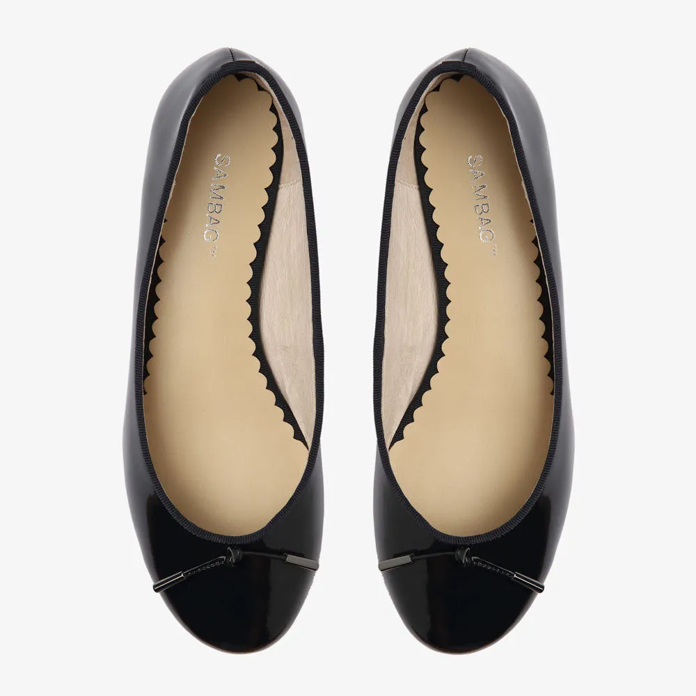 Grace Navy Patent Leather Ballet Flat