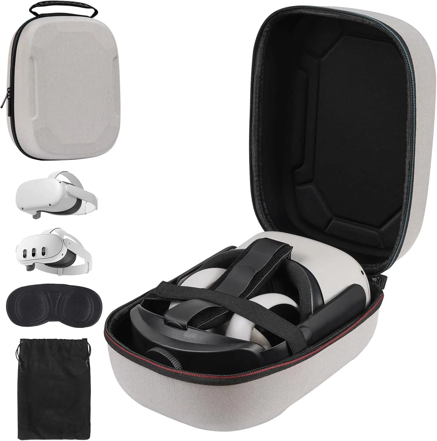 Hard Carrying Case Compatible with Meta Quest 3S/Quest 3/Oculus Quest 2/VP/Pico4, Accessories VR Headset with Elite Strap, Touch Controllers for Travel Storage