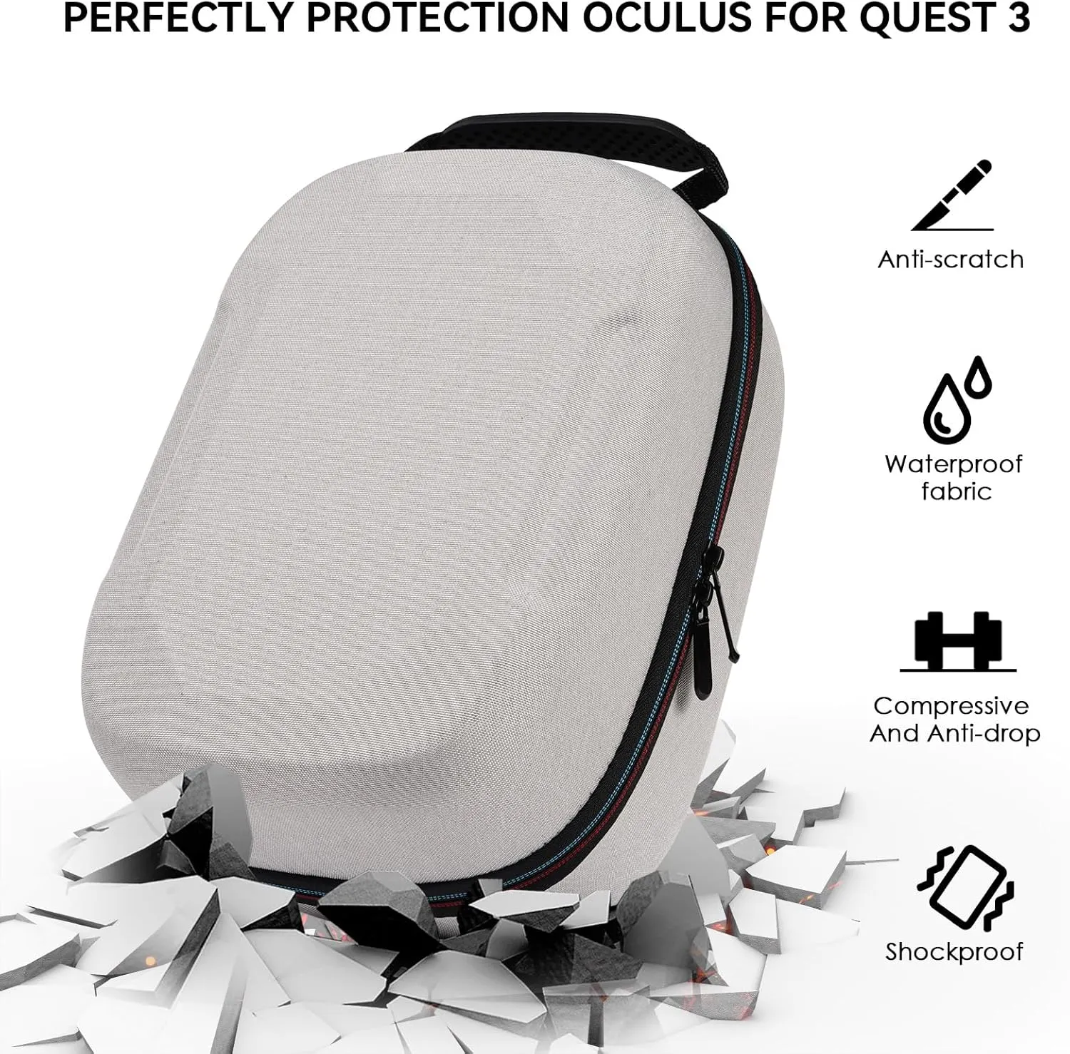 Hard Carrying Case Compatible with Meta Quest 3S/Quest 3/Oculus Quest 2/VP/Pico4, Accessories VR Headset with Elite Strap, Touch Controllers for Travel Storage
