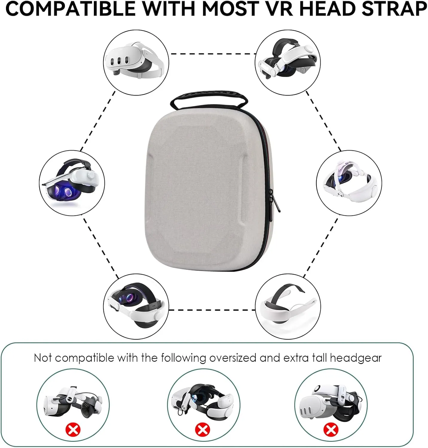 Hard Carrying Case Compatible with Meta Quest 3S/Quest 3/Oculus Quest 2/VP/Pico4, Accessories VR Headset with Elite Strap, Touch Controllers for Travel Storage