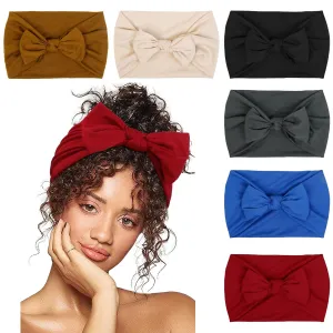 Huachi Headbands for Women 6 Packs Cute Bow Head Bands for Women??s Hair, Elastic Wide Knotted Hairbands Headwrap Turban Hair Accessories