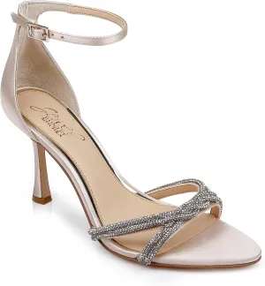 Jewel Badgley Mischka Vani Glitter Straps Stiletto Heels