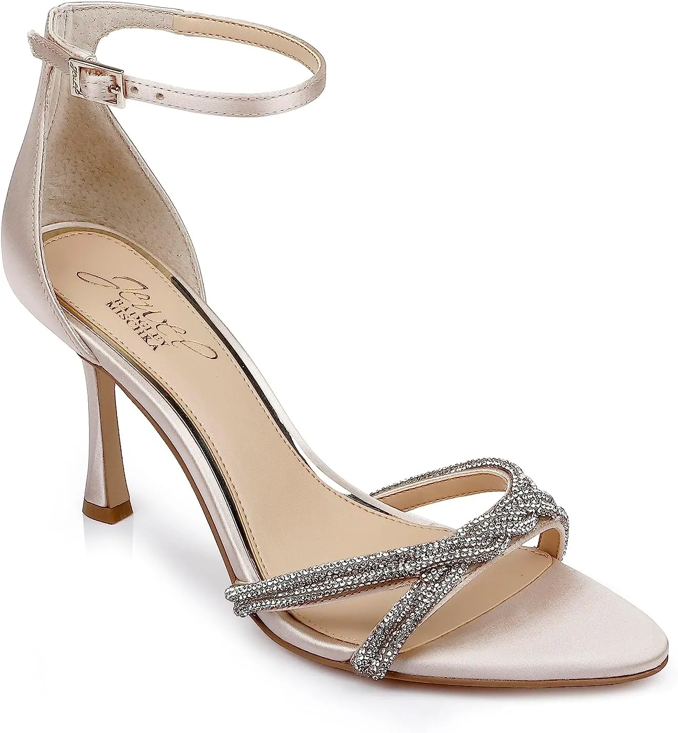 Jewel Badgley Mischka Vani Glitter Straps Stiletto Heels