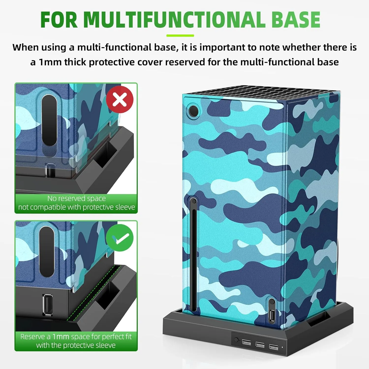 Magnetic Smart Wraps for Xbox Series X Console, Full Protection Protective Cover Case for Xbox Series X Accessories with Premium PU Leather and Soft Inner Lining - Blue Camo