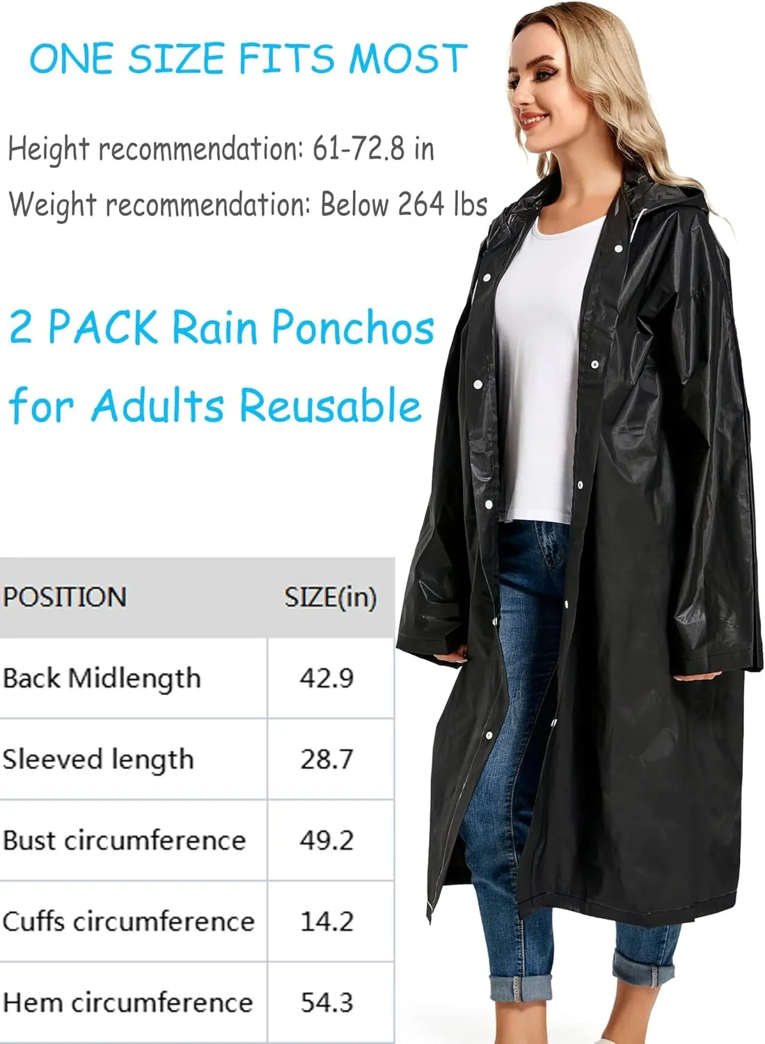 Rain Ponchos for Adults Reusable Raincoats Survival Heavy Duty Military Impermeable 2 Packs Rain Coat??