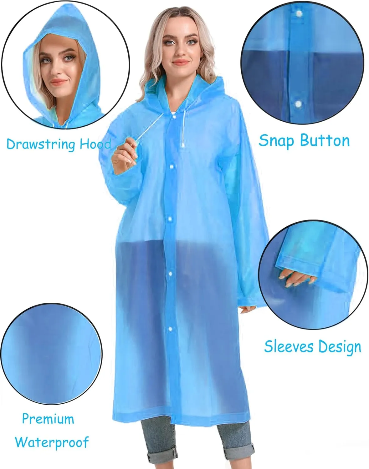 Rain Ponchos for Adults Reusable Raincoats Survival Heavy Duty Military Impermeable 2 Packs Rain Coat??