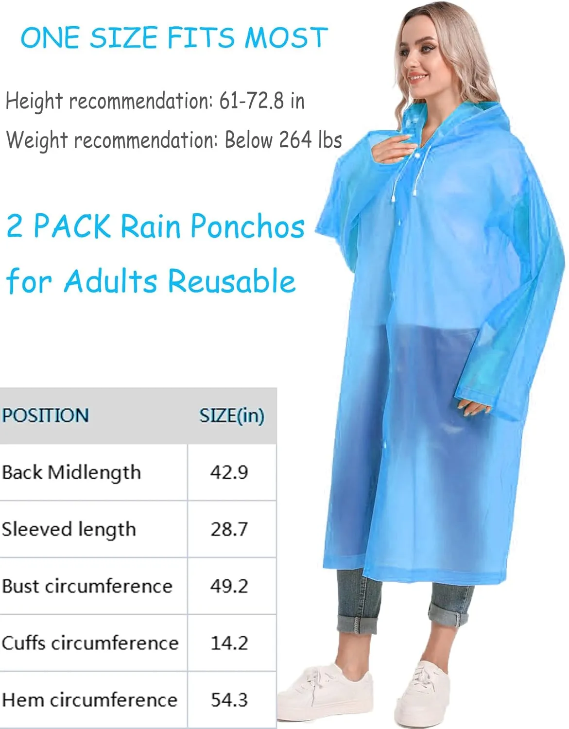Rain Ponchos for Adults Reusable Raincoats Survival Heavy Duty Military Impermeable 2 Packs Rain Coat??