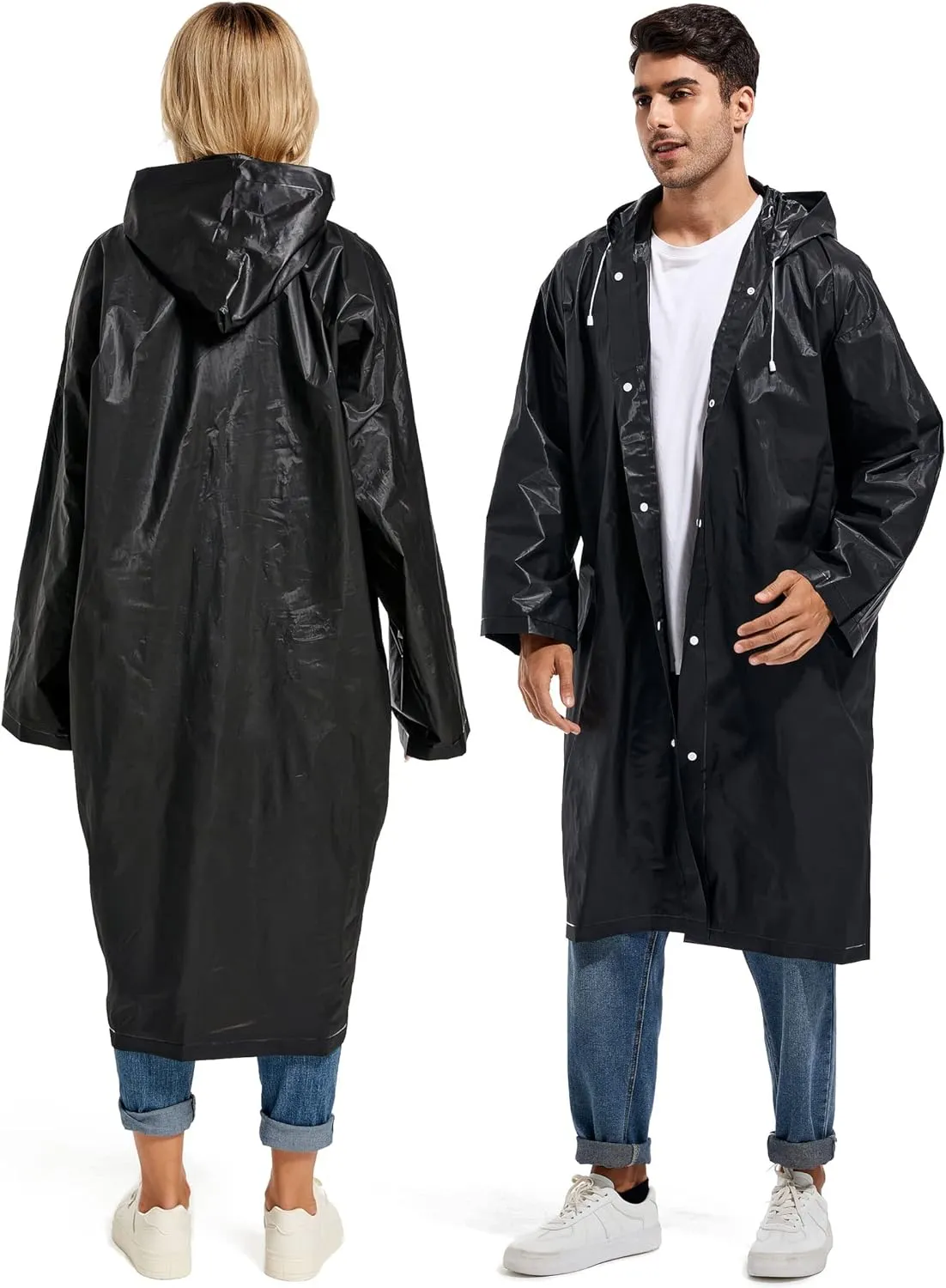 Rain Ponchos for Adults Reusable Raincoats Survival Heavy Duty Military Impermeable 2 Packs Rain Coat??