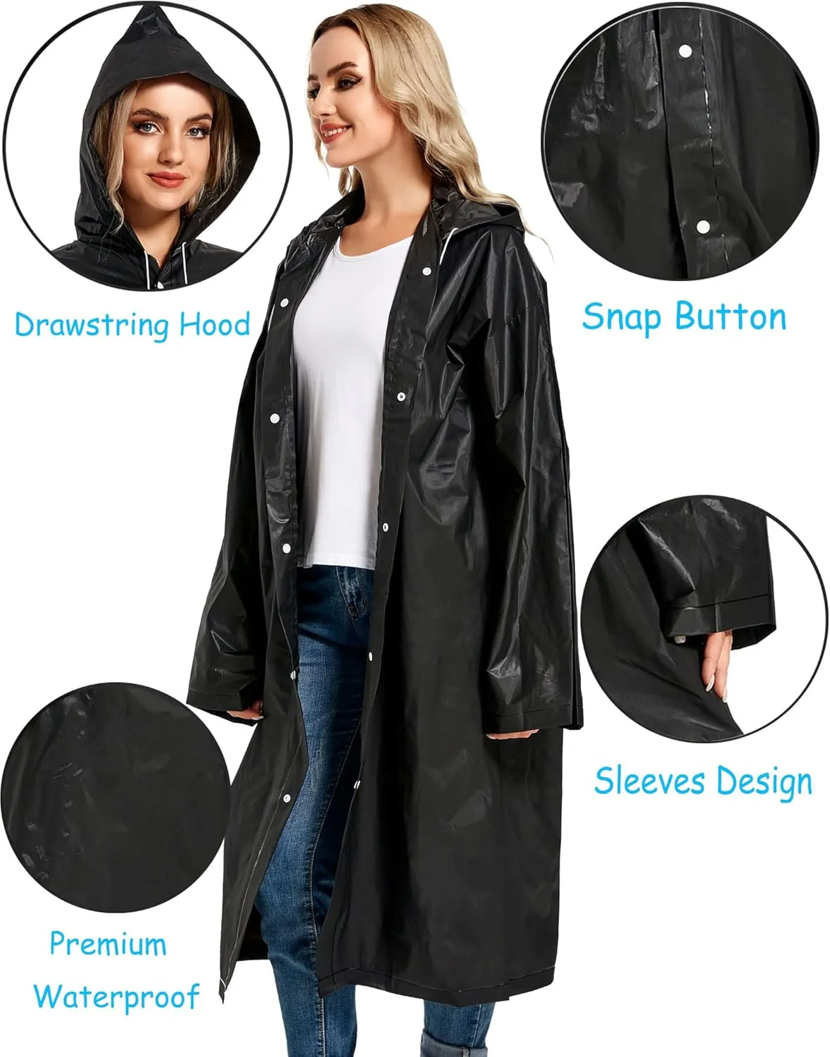 Rain Ponchos for Adults Reusable Raincoats Survival Heavy Duty Military Impermeable 2 Packs Rain Coat??