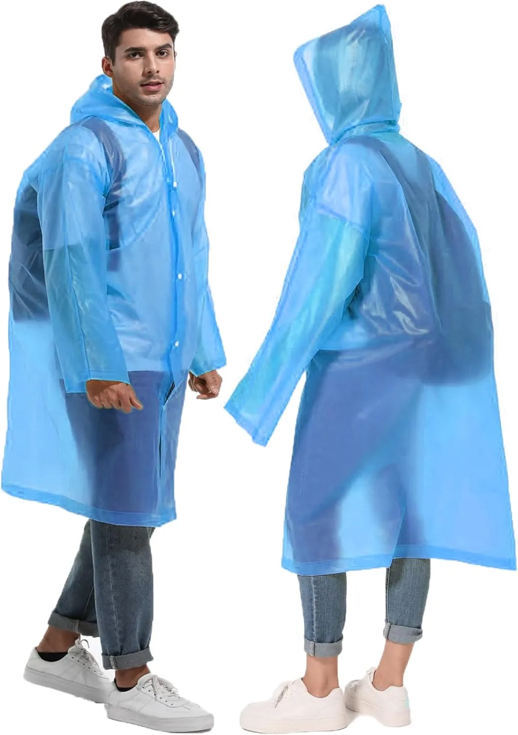 Rain Ponchos for Adults Reusable Raincoats Survival Heavy Duty Military Impermeable 2 Packs Rain Coat??