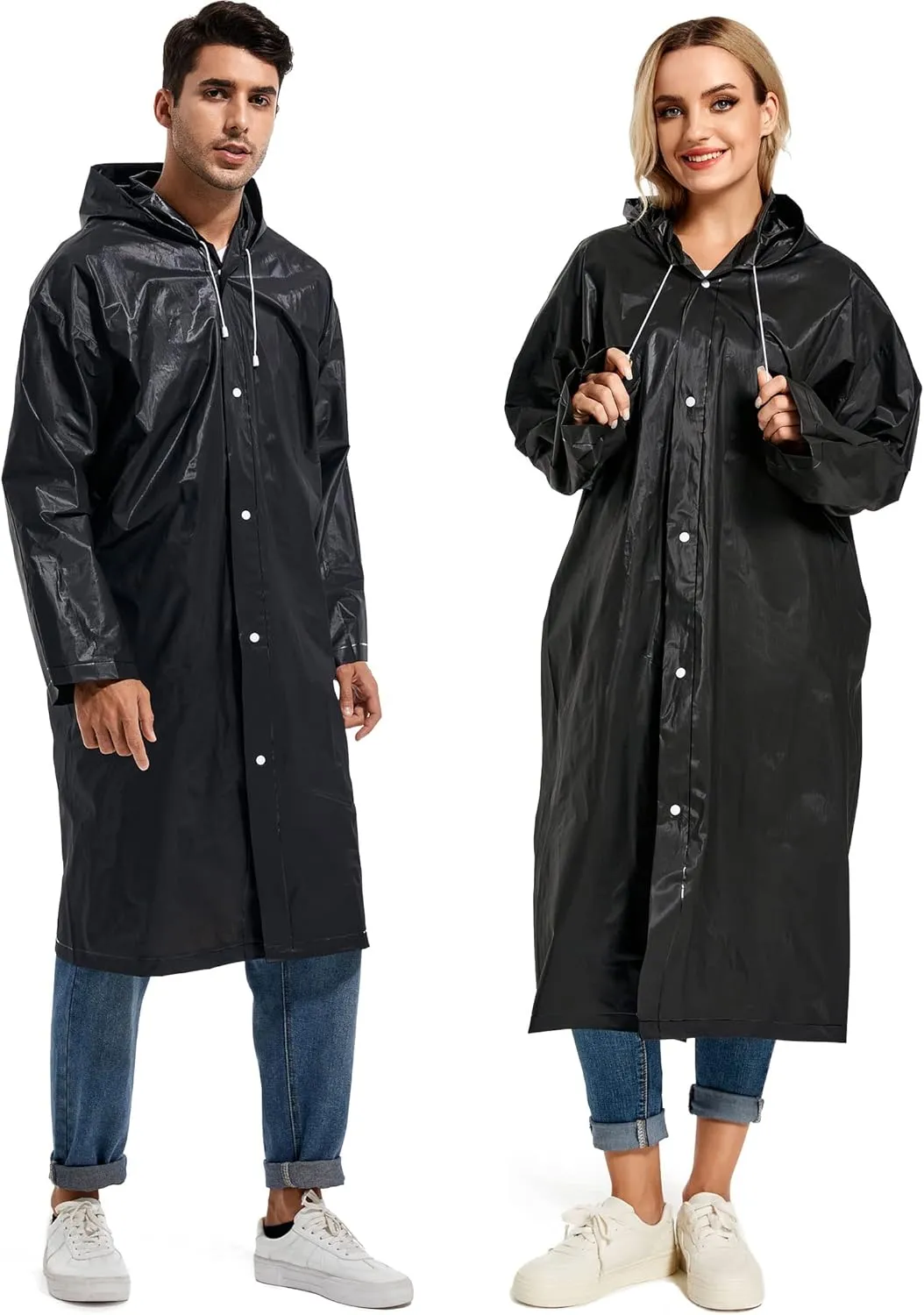 Rain Ponchos for Adults Reusable Raincoats Survival Heavy Duty Military Impermeable 2 Packs Rain Coat??