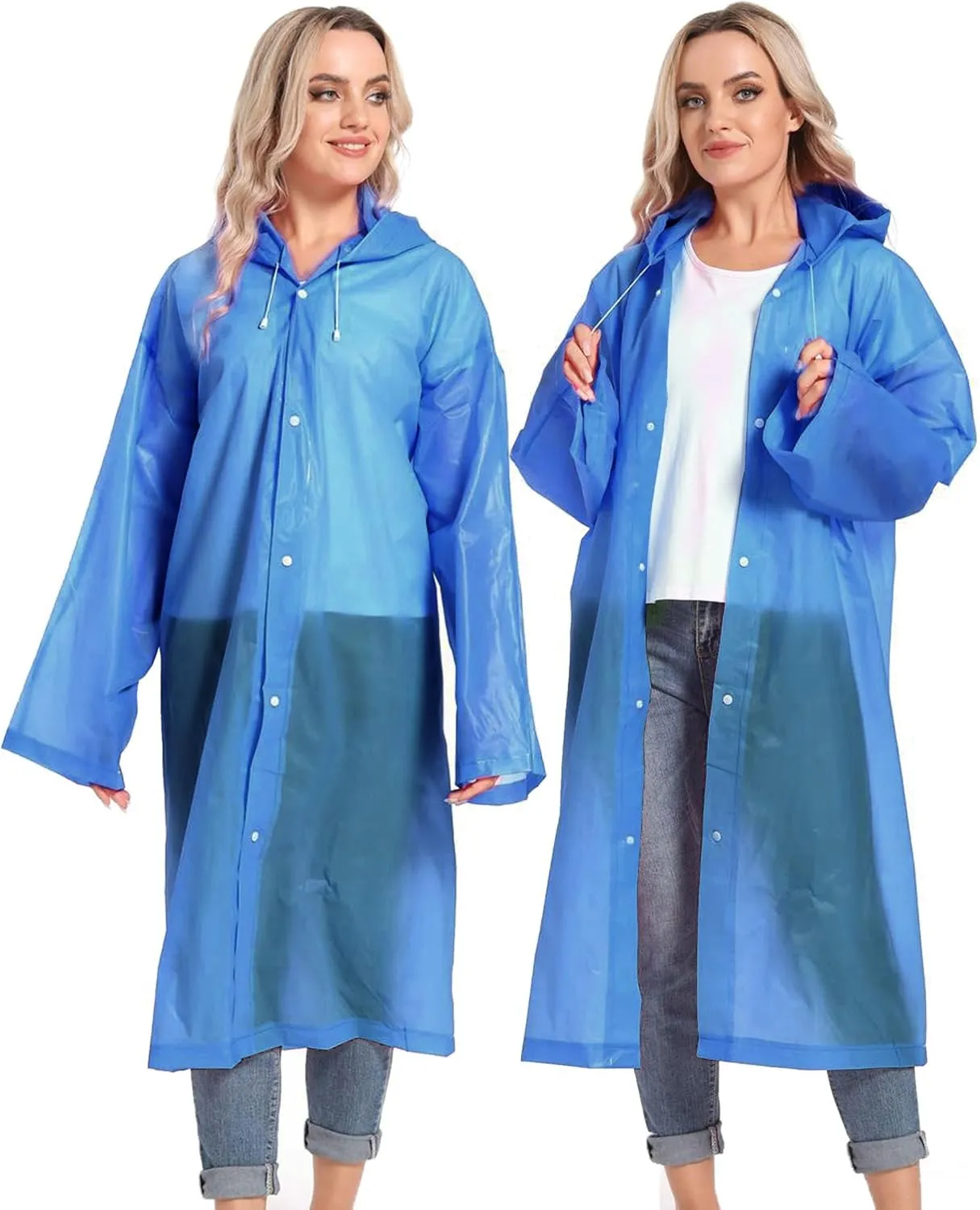 Rain Ponchos for Adults Reusable Raincoats Survival Heavy Duty Military Impermeable 2 Packs Rain Coat??