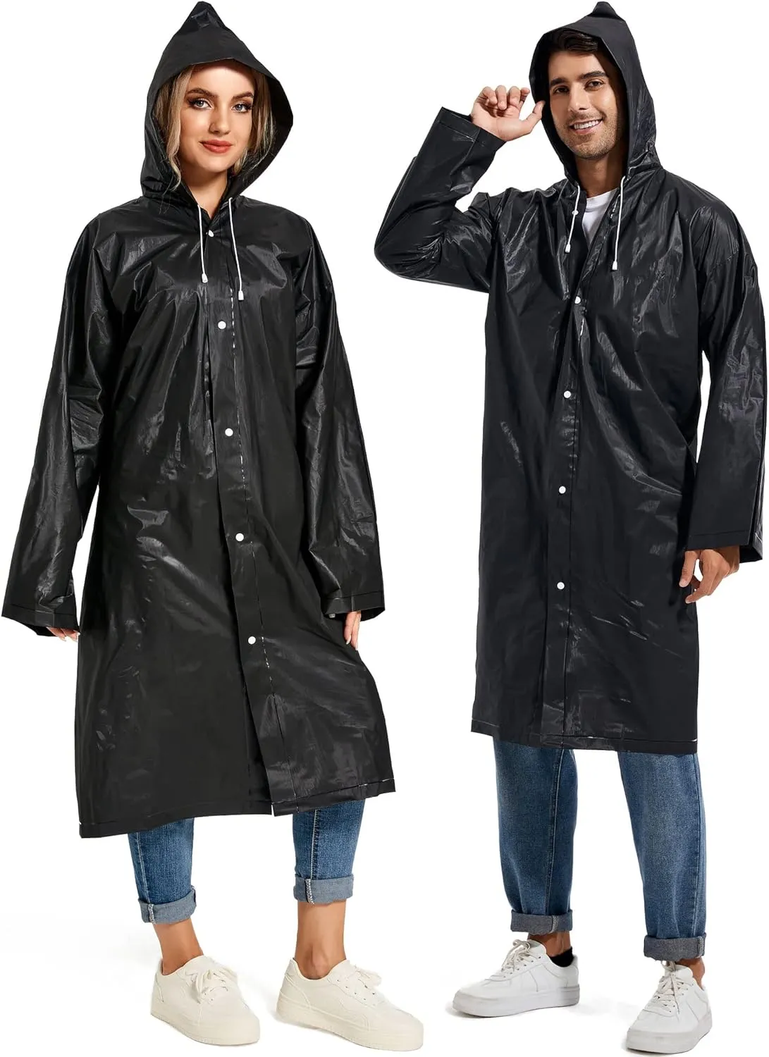 Rain Ponchos for Adults Reusable Raincoats Survival Heavy Duty Military Impermeable 2 Packs Rain Coat??