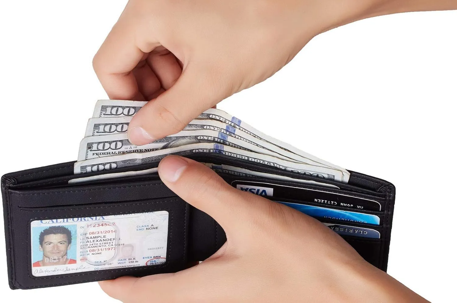 Travelambo Wallet for Men, Trifold RFID Blocking Mens Wallet, 12 Credit Card Holder Minimalist Front Pocket, Leather Slim Wallet with ID Window