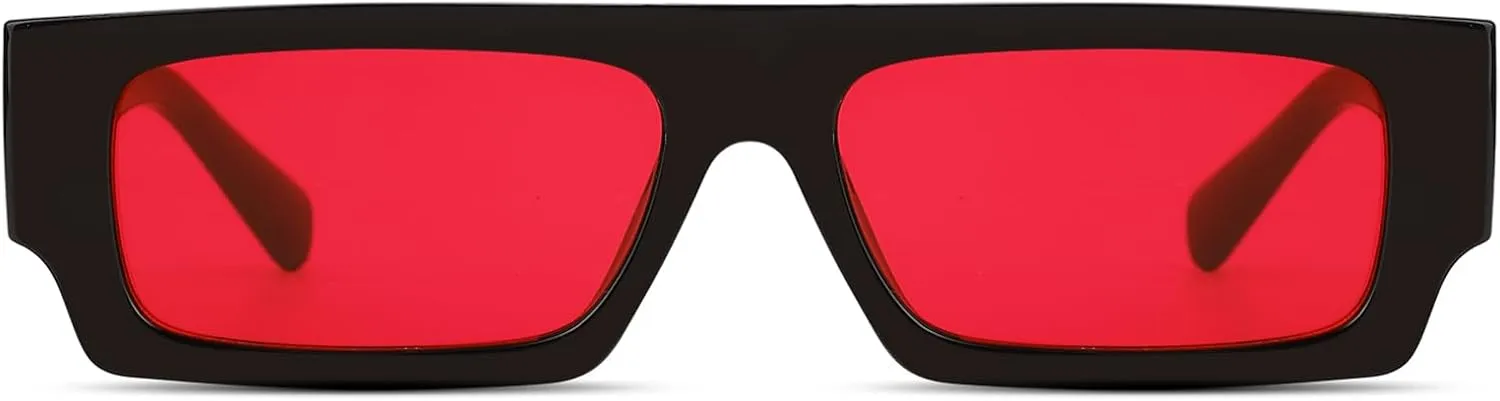 Vintage Rectangle Sunglasses for Men Women 90s Retro Fashion Glasses Square Shades