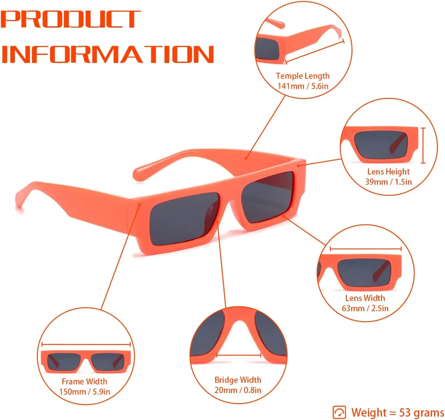 Vintage Rectangle Sunglasses for Men Women 90s Retro Fashion Glasses Square Shades