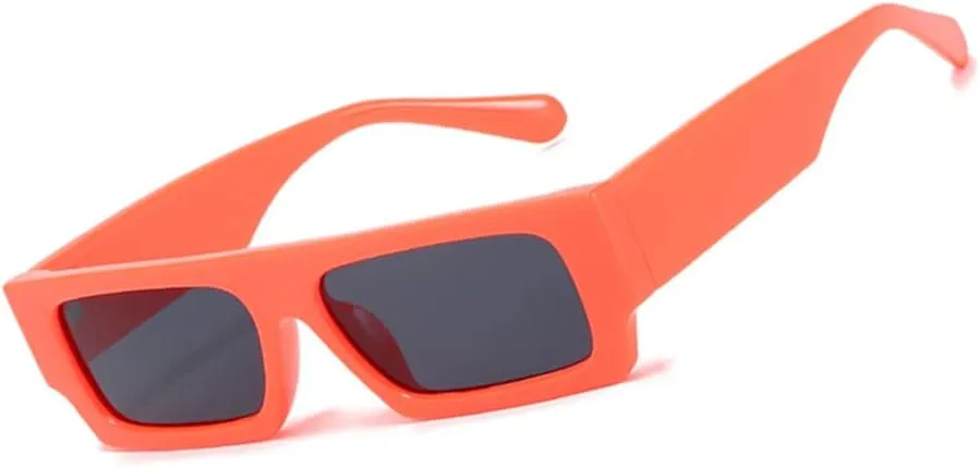 Vintage Rectangle Sunglasses for Men Women 90s Retro Fashion Glasses Square Shades