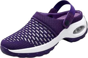 Women's Orthopedic Clogs with Air Cushion Support to Reduce Back and Knee Pressure Slippers Sandals Slip on Stretch Wide Width Arch Mules Summer Mesh Sneaker Lightweight Outdoor Walking Shoes