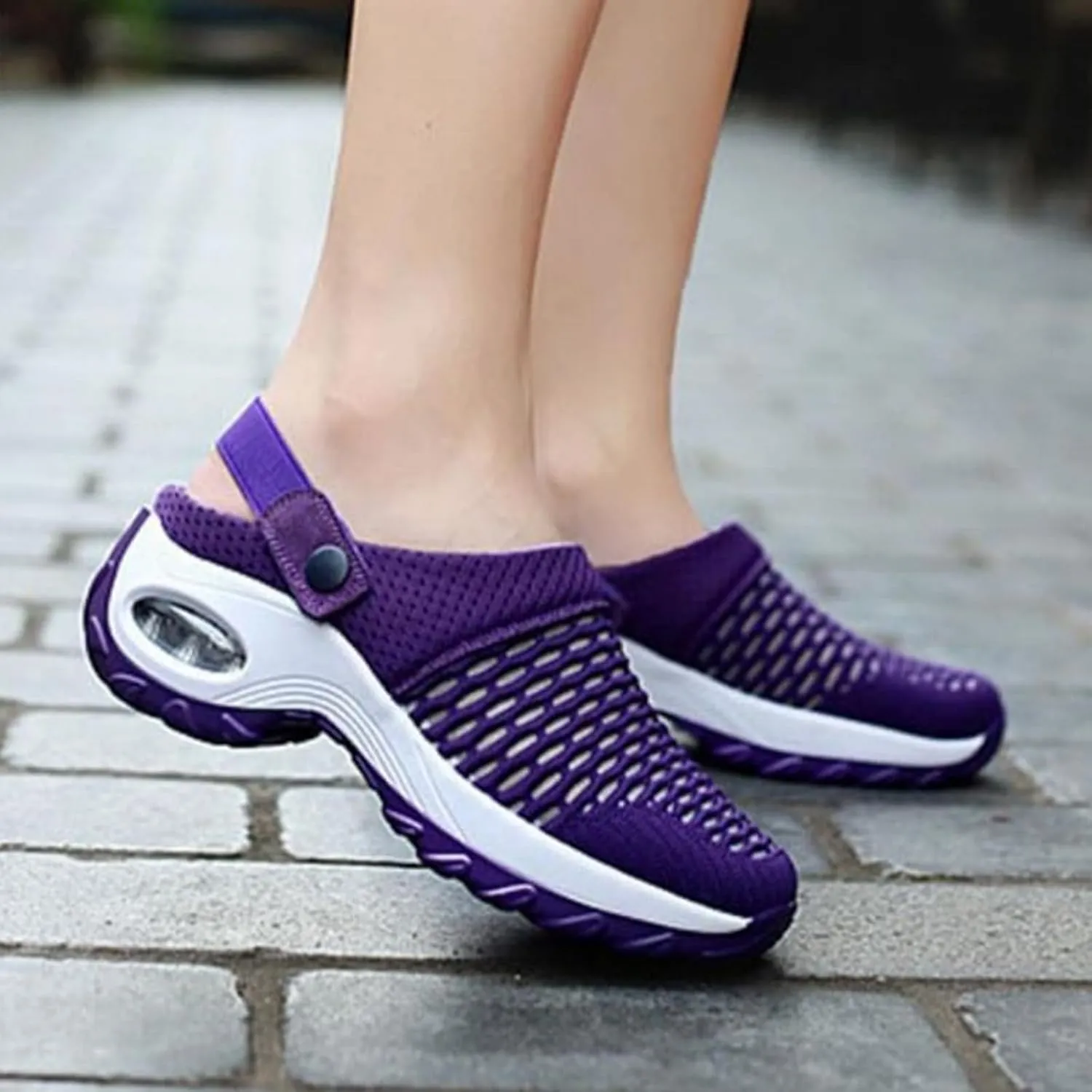 Women's Orthopedic Clogs with Air Cushion Support to Reduce Back and Knee Pressure Slippers Sandals Slip on Stretch Wide Width Arch Mules Summer Mesh Sneaker Lightweight Outdoor Walking Shoes